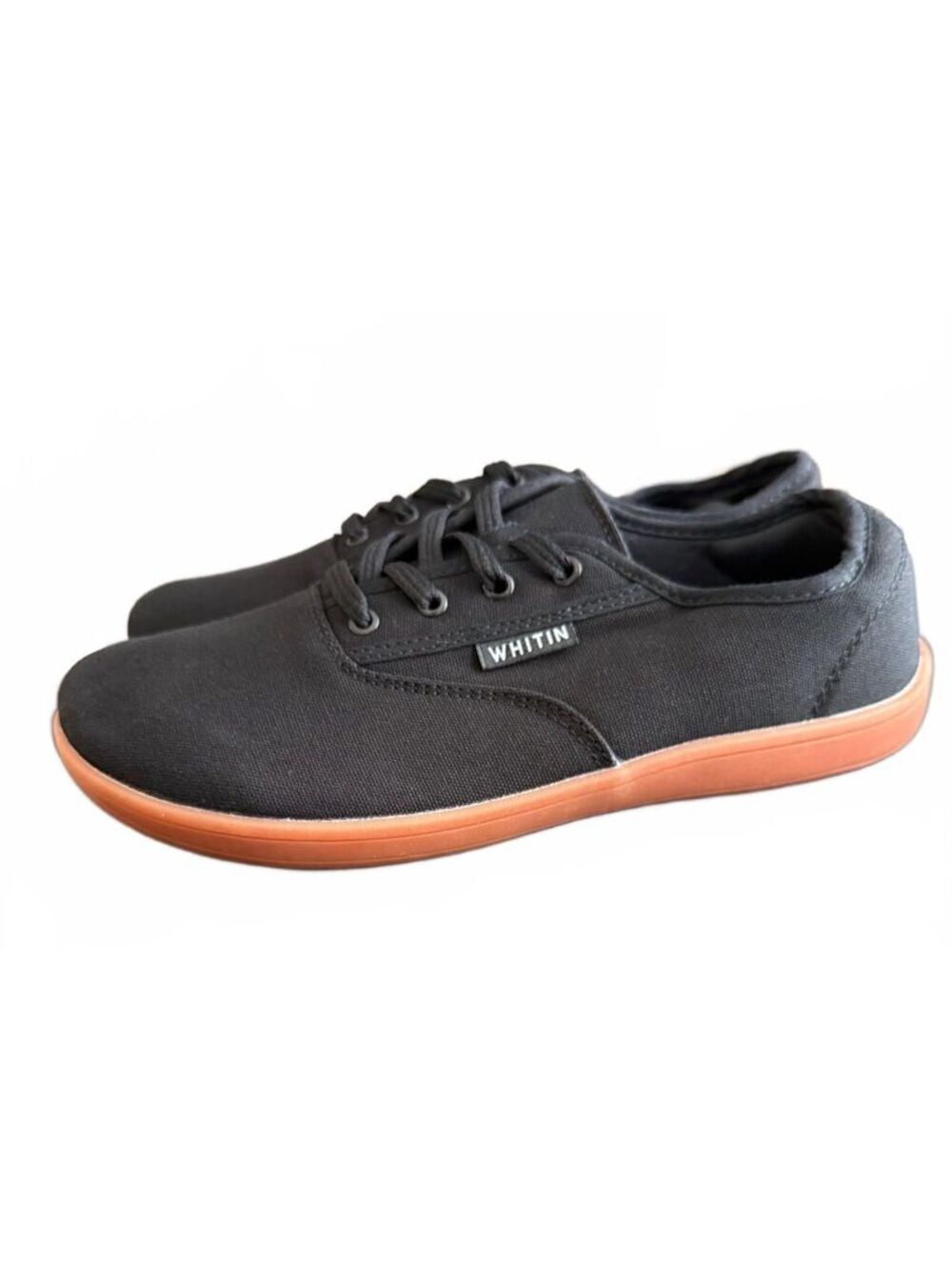 WHITIN Women's Wide Canvas Minimalist Barefoot Sneakers NWOT Black Size 42